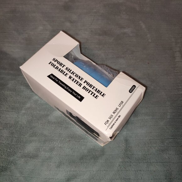 NEW Teal Blue Foldable Water Bottle Sport Silicone Portable Extensible Hiking - Picture 2 of 12